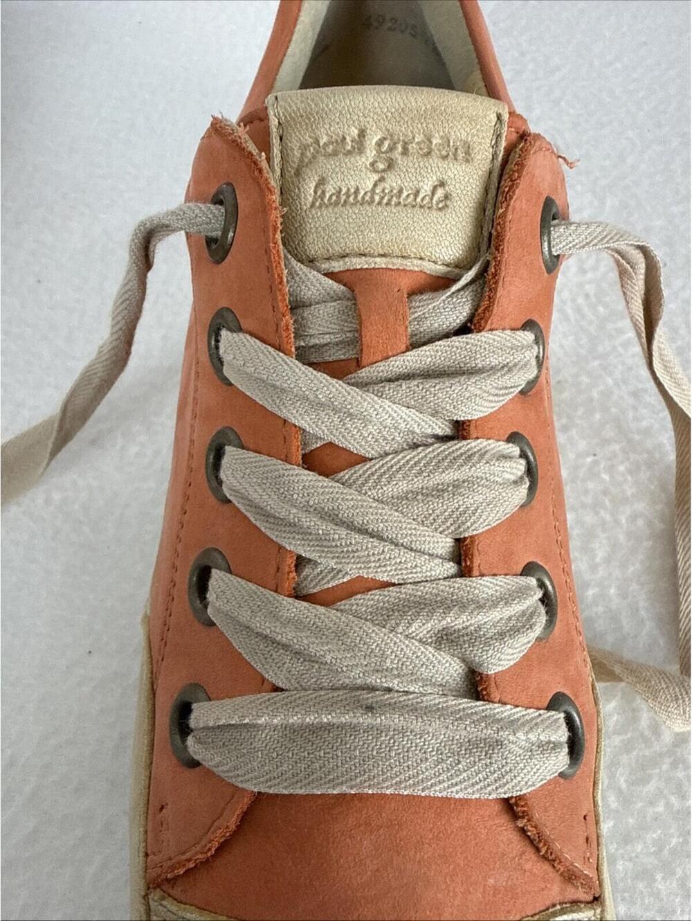Paul Green Munchen Leather Sneakers Women’s Lace-Up Orange Casual Shoes Size 7.5